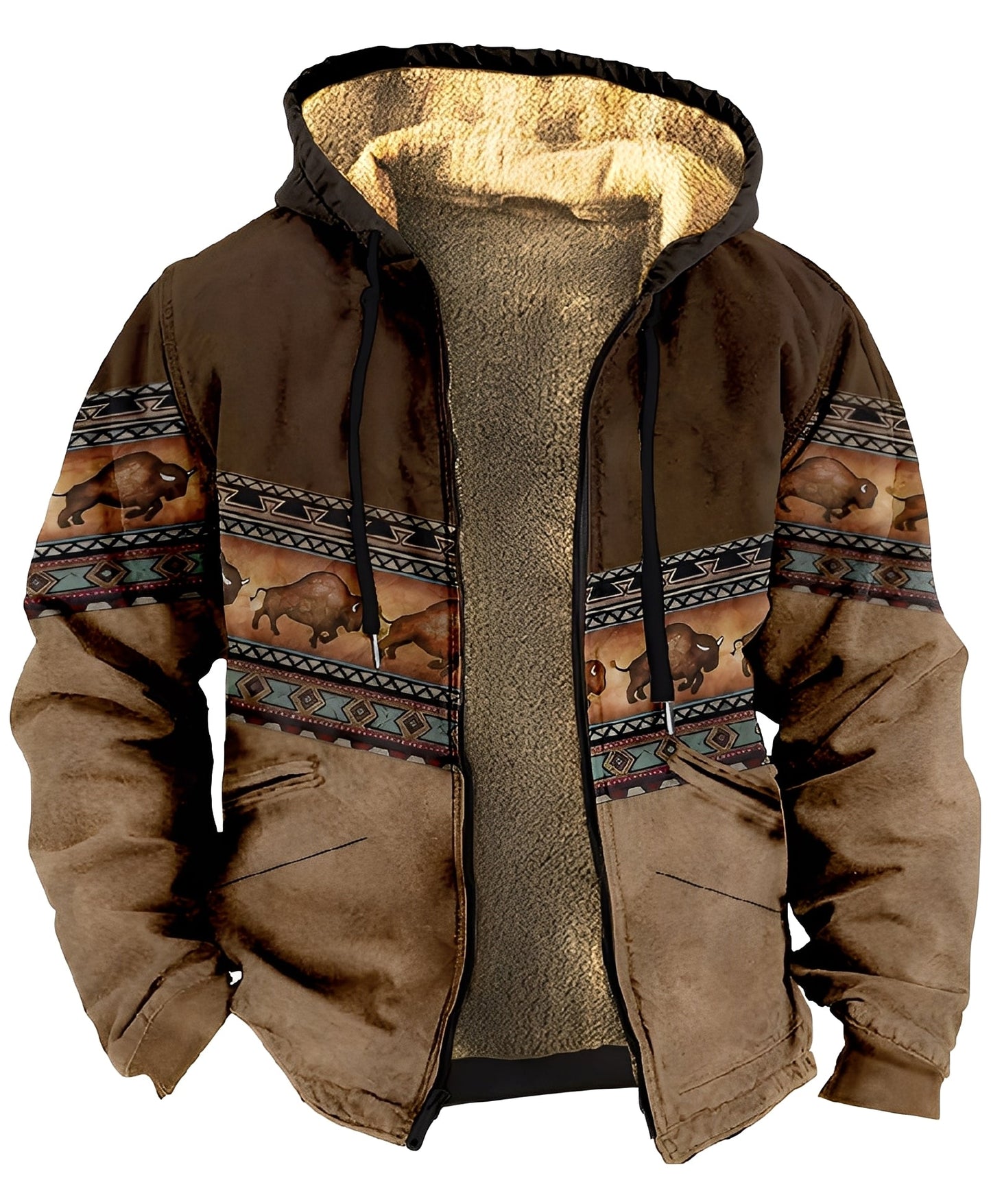 Mervin - Pánská sametová mikina s barevnými detaily a kapucí