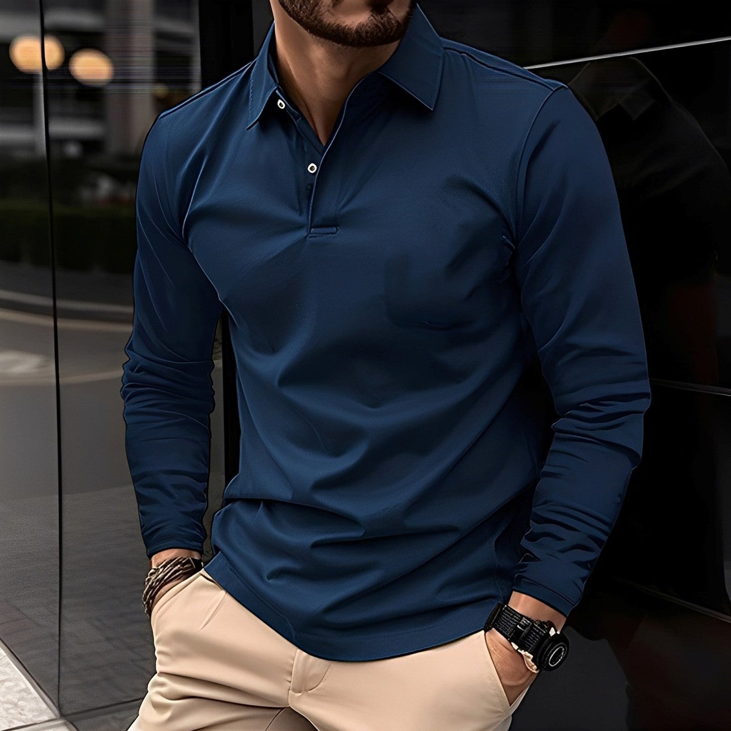 Deacon - Pánské polo tričko s dlouhými rukávy pro pohodlí