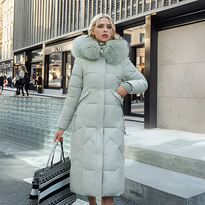 Marcellette - Dámský zimní kabát s kapucí a prošíváním