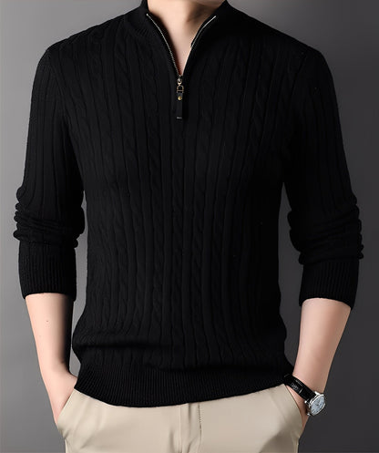 Damian - Moderní pletený svetr se zipem pro muže