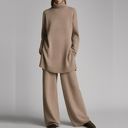 Mireille - Dámská zimní souprava s pleteným svetrem a kalhotami