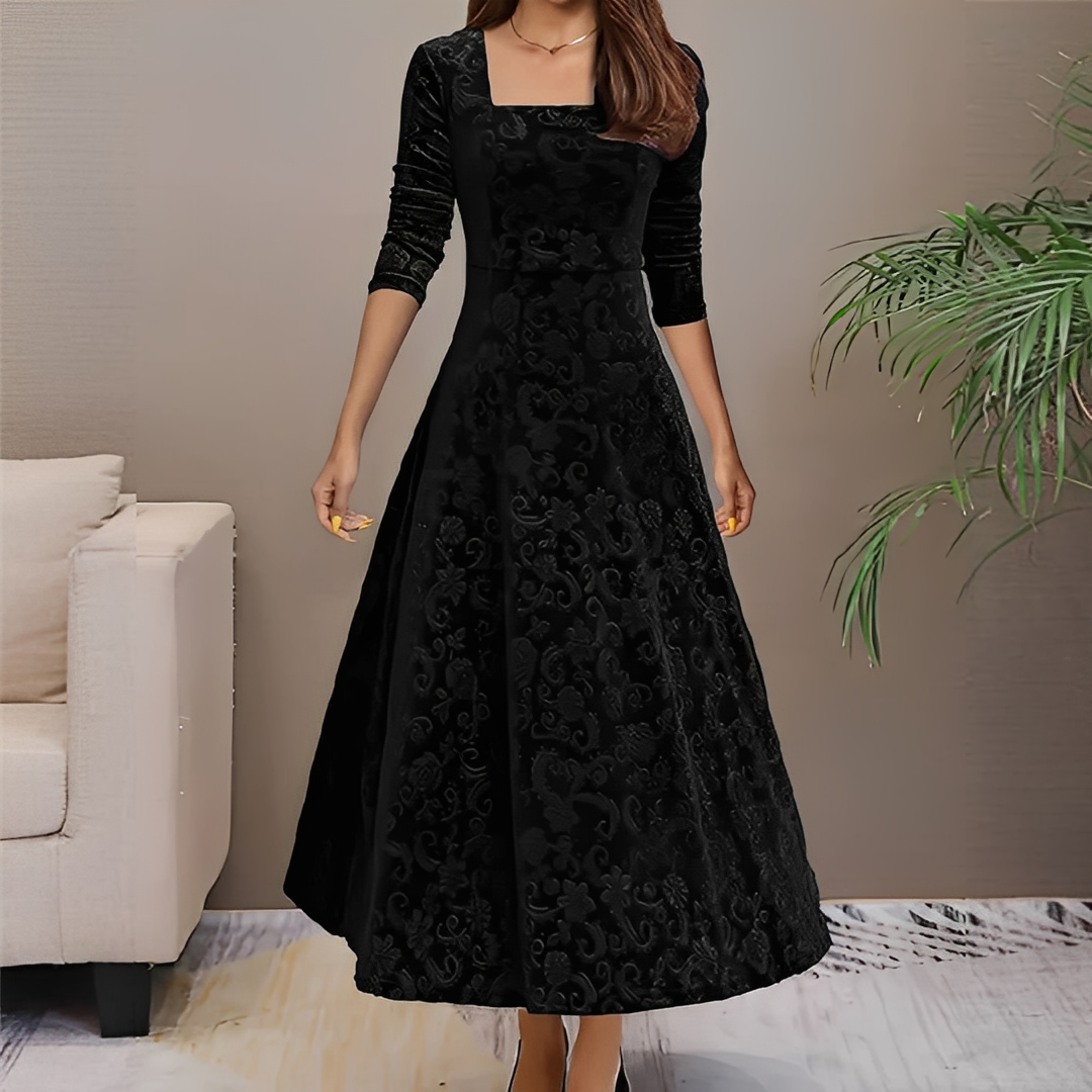 Malvina - Elegantní šaty s hranatým dekoltem pro ženy