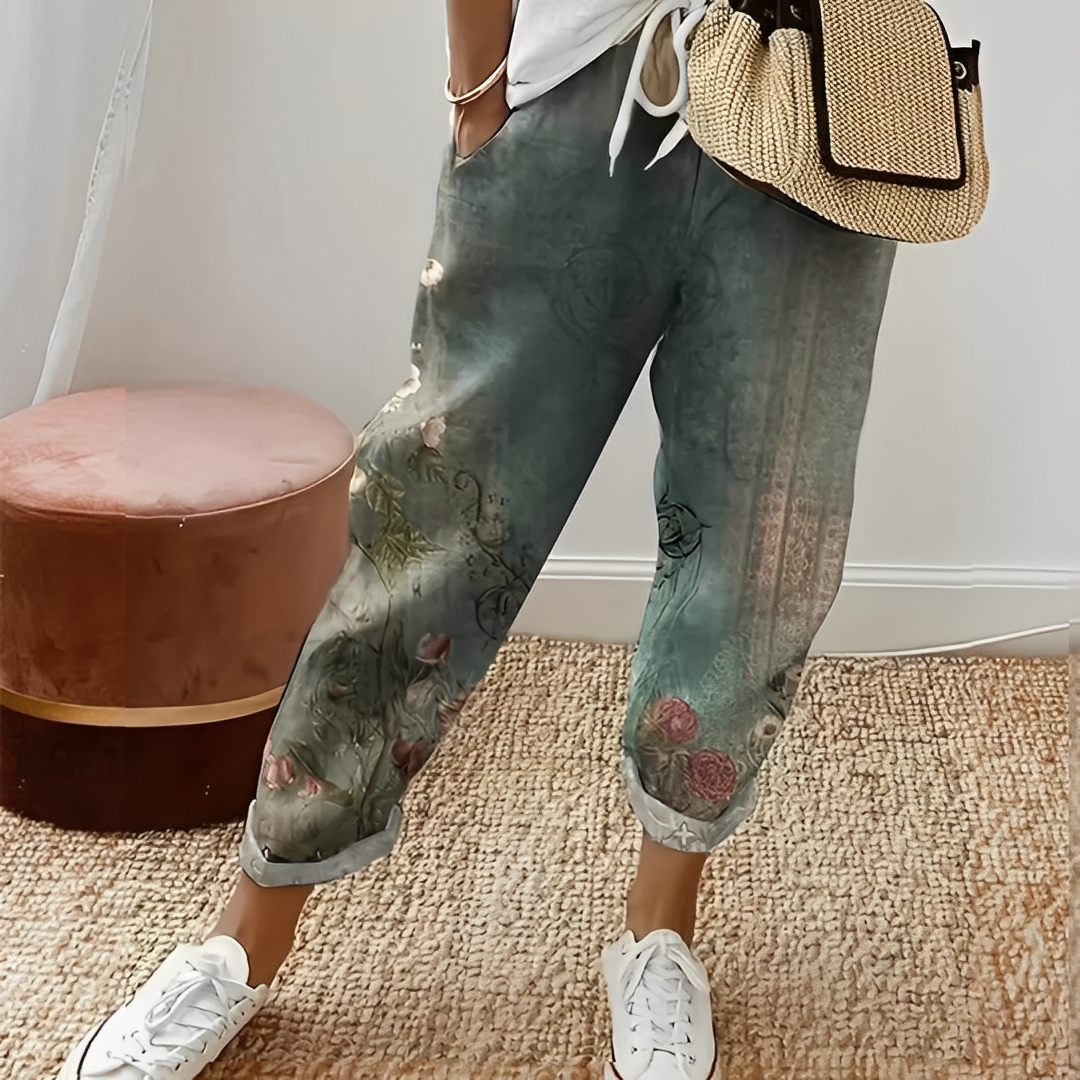 Jacinthe - Dámské pohodlné kalhoty s šňůrkou