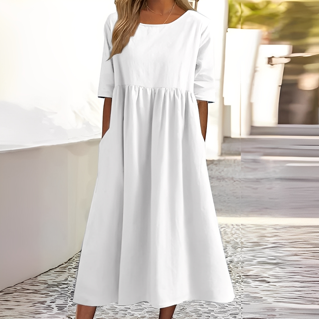 Sylvette - Dámské bavlněné šaty s kulatým výstřihem