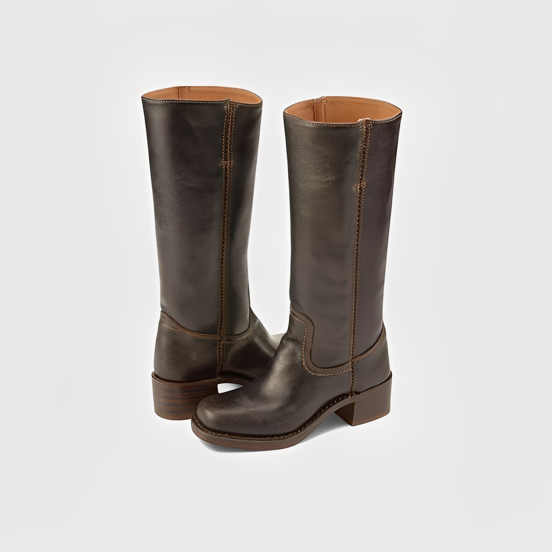 Lauryne - Dámské kožené boty na vysokém podpatku