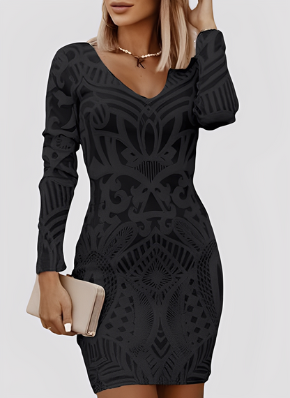 Caitlyn - Elegantní, dlouhými rukávy Slim-Fit šaty pro dámy