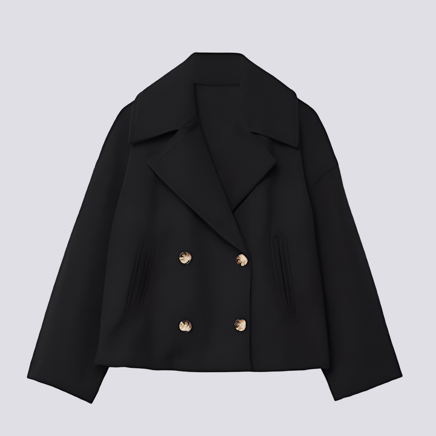 Bethney - Stylový krátký vlněný kabát s reverzním límcem pro ženy