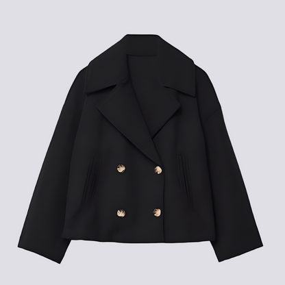 Bethney - Stylový krátký vlněný kabát s reverzním límcem pro ženy