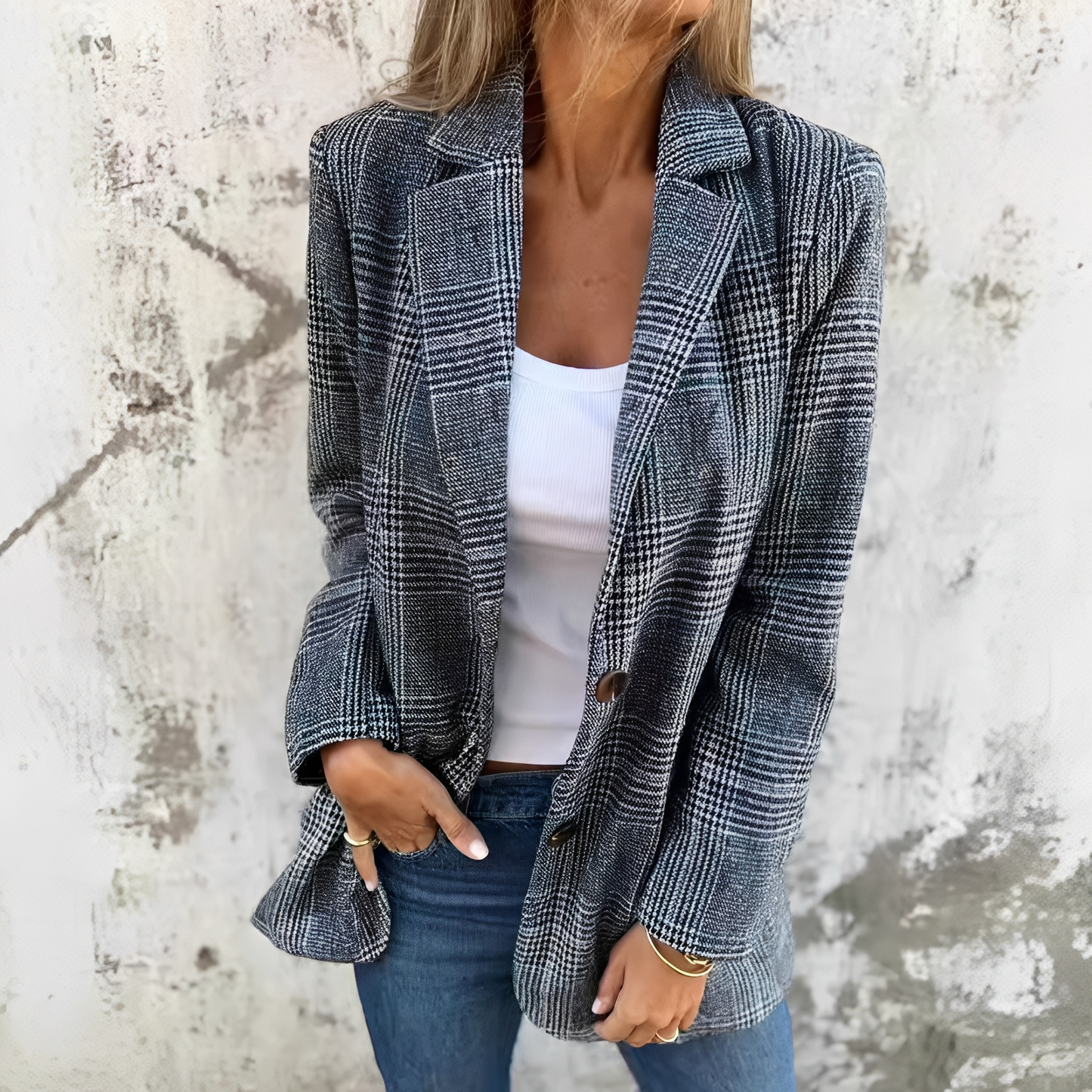 Ellen - Dámské formální sako s kostičkovaným vzorem