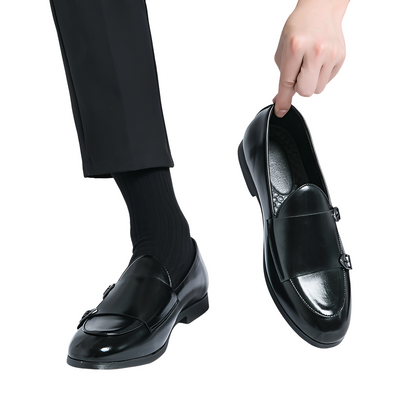 Bryan - Formální pánské kožené mokasíny s dvojitou sponou