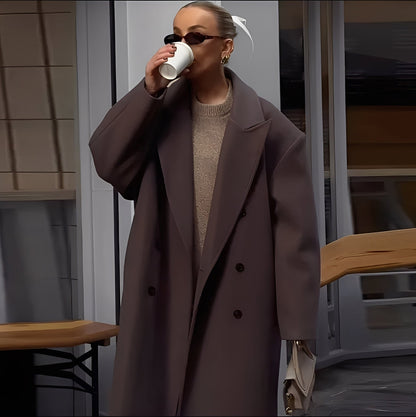 Veronica - Stylový, volně střižený dlouhý dámský kabát