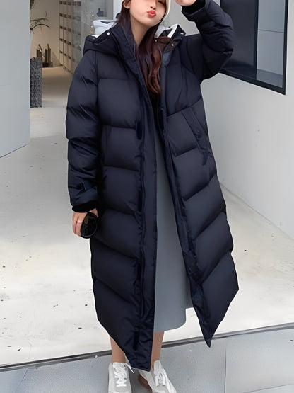 Hazel - Moderní dámská dlouhá bunda s kapucí