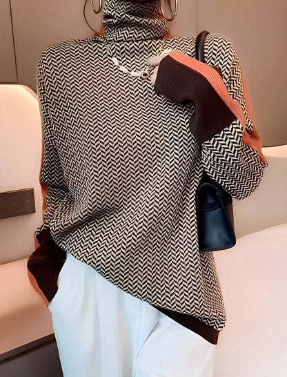 Bryony - Moderní pletený svetr s vysokým rolákem pro ženy