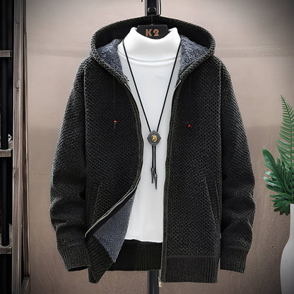 Roni - Moderní pánská pletená mikina s fleecem uvnitř