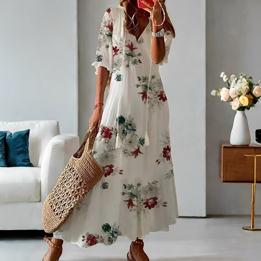 Alica - Volné dámské šaty s výstřihem do V