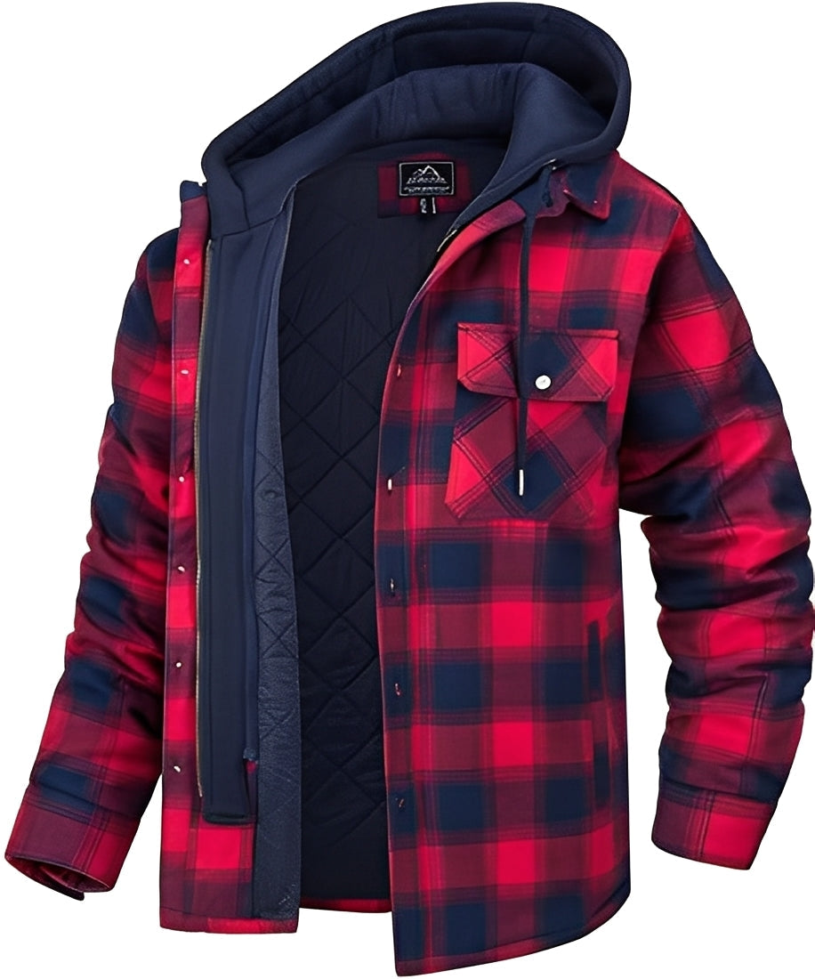 Rodger - Moderní károvaná pánská mikina s kapucí