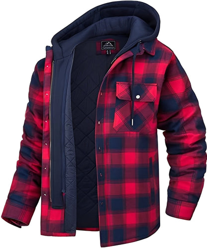 Rodger - Moderní károvaná pánská mikina s kapucí