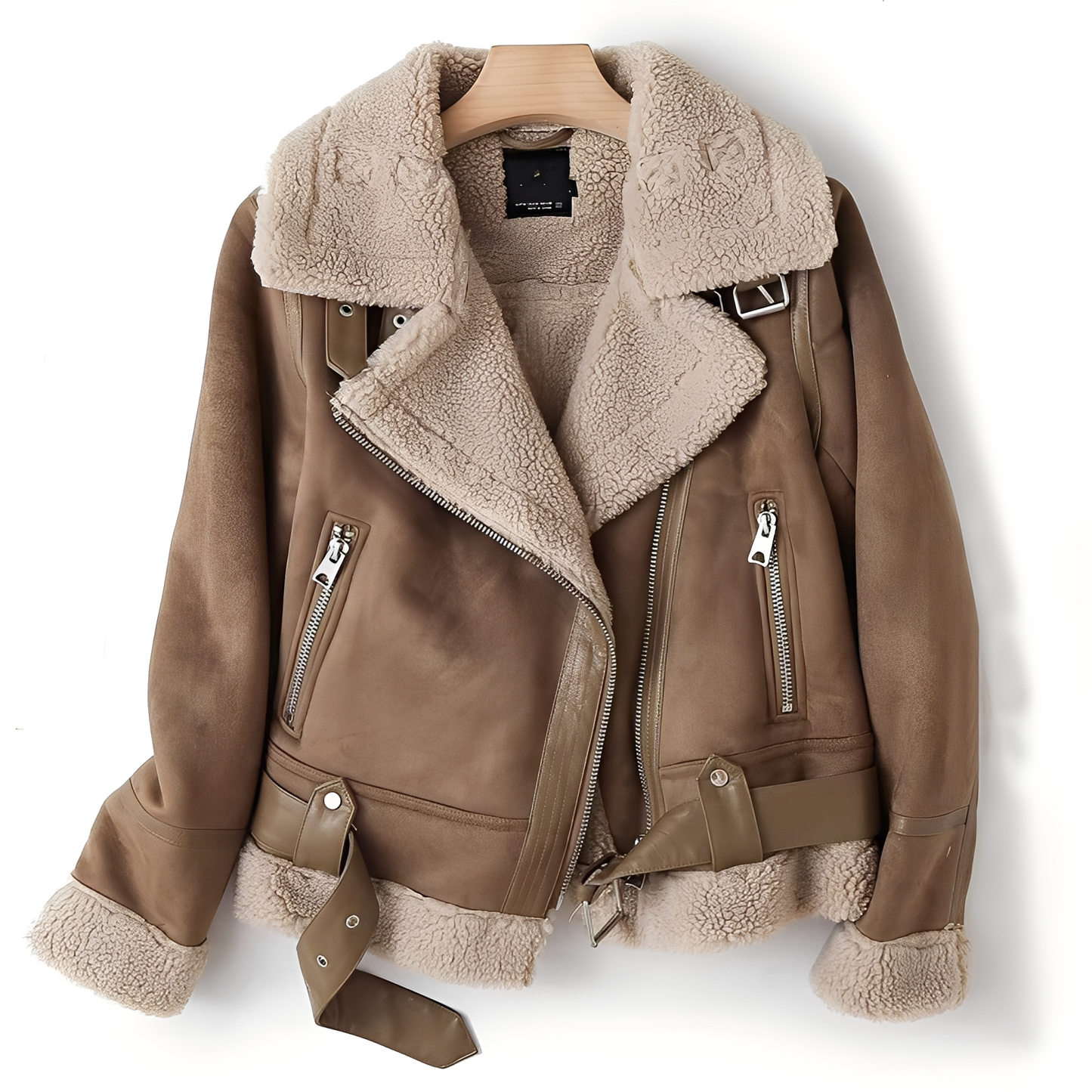 Marianne - Stylová semišová kožená bunda s páskem pro ženy