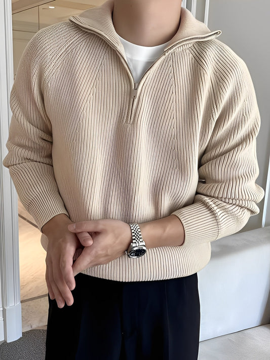 Lucas - Stylový pánský pletený svetr s půlzipem