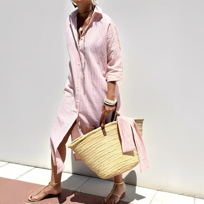 Paulette - Tradiční pruhované dámské košilové šaty