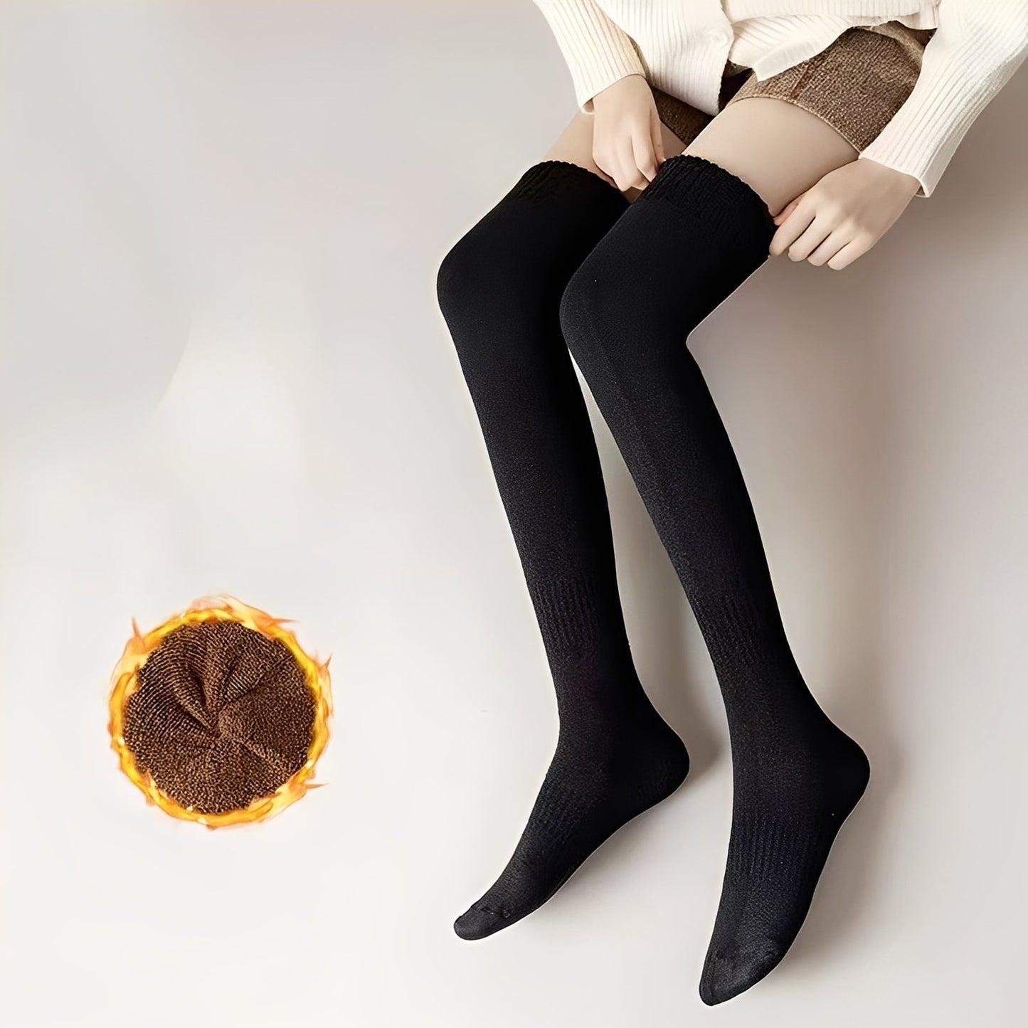 Shirlee - Módní, teplé, silné nadkolenní ponožky