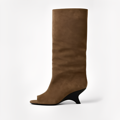 Aamina - Stylové vysoké boty s otevřenou špičkou pro ženy