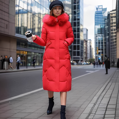 Marcellette - Dámský zimní kabát s kapucí a prošíváním