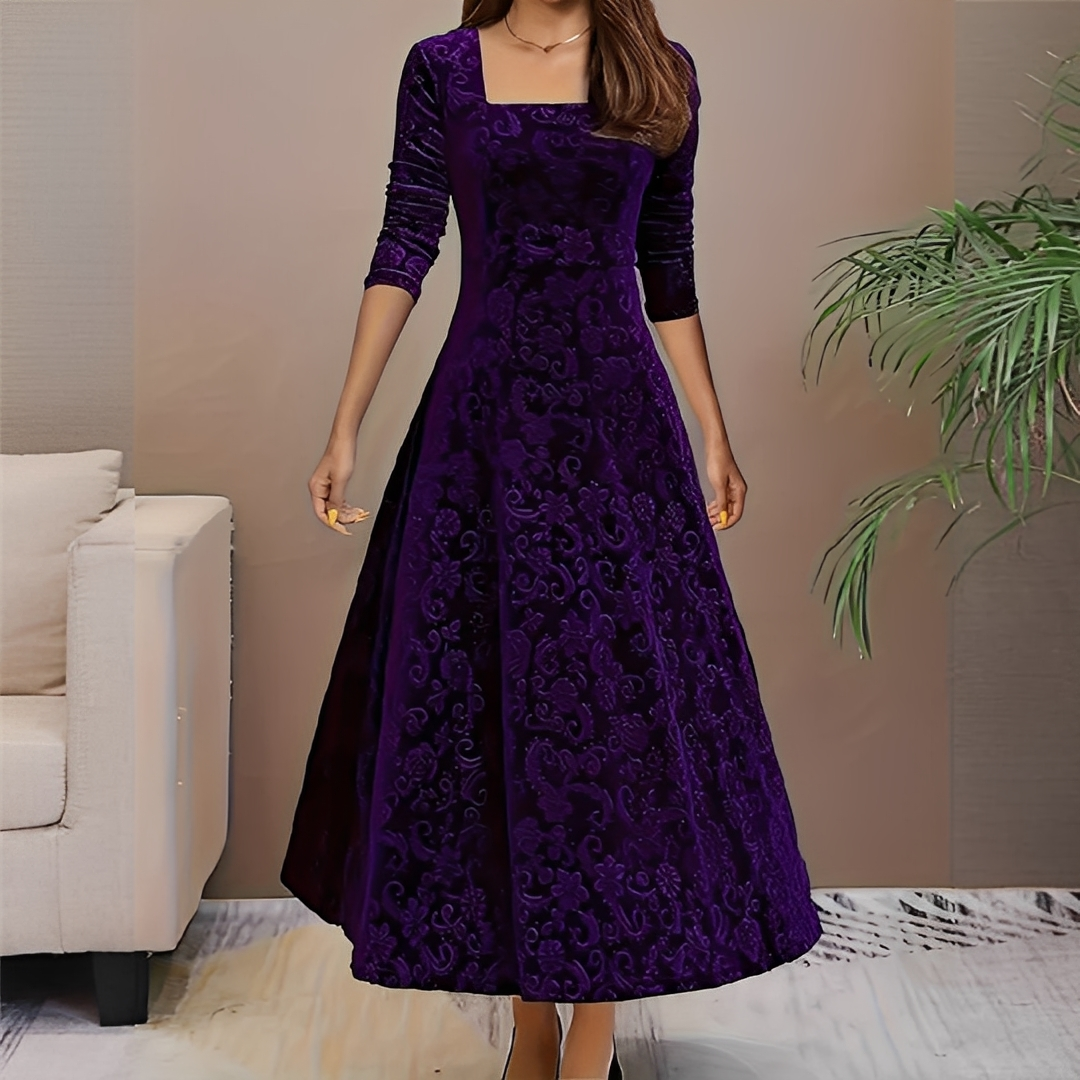 Malvina - Elegantní šaty s hranatým dekoltem pro ženy