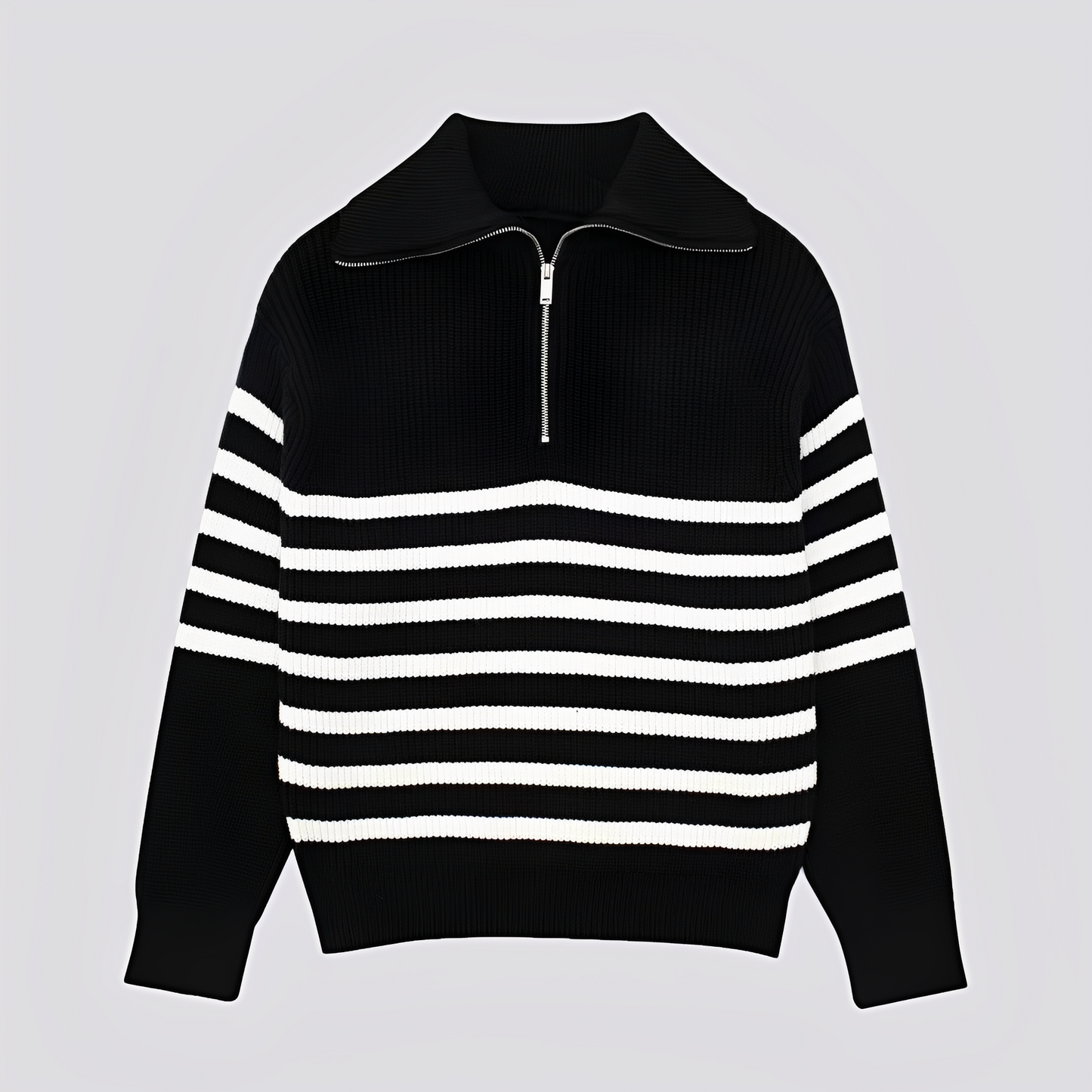 Christine - Stylový pruhovaný svetr se zipem pro ženy