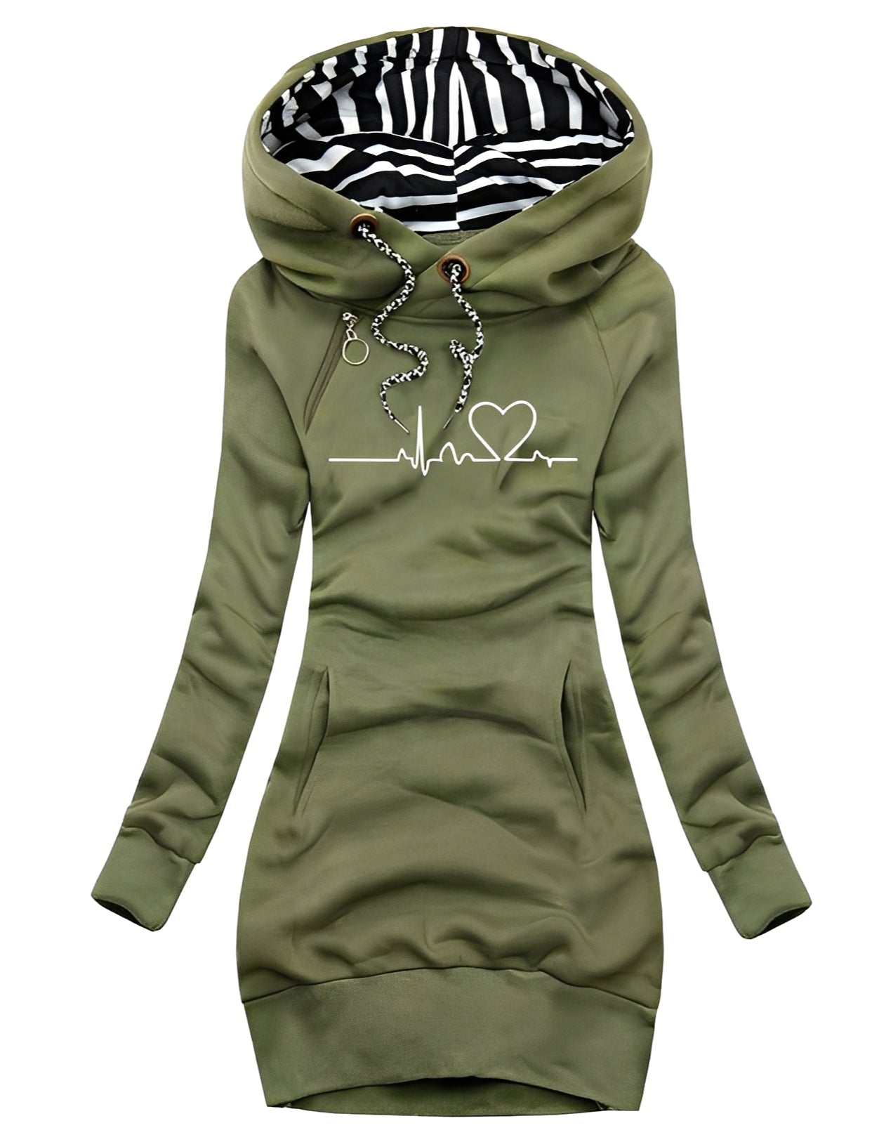 Jaidyn - Dámská elegantní mikina-šaty s kapucí