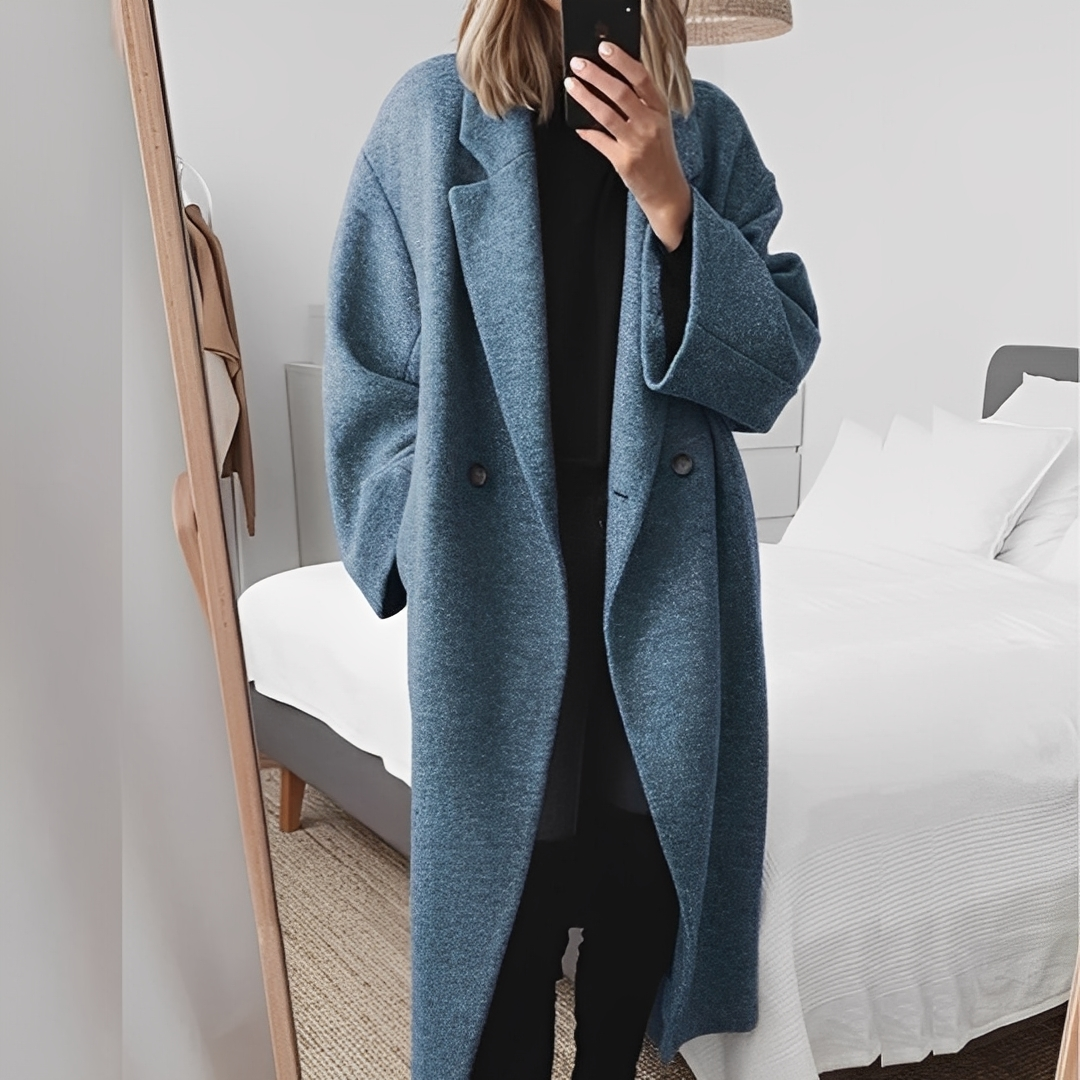 Marjolaine - Stylový oversize kabát s knoflíky pro ženy