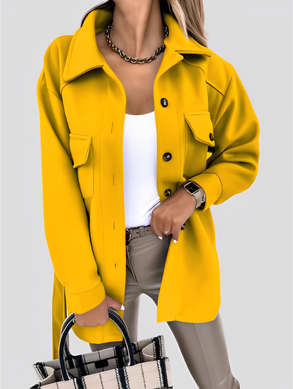 Tiffanie - Lehčí moderní vlněná bunda s obráceným límcem pro ženy