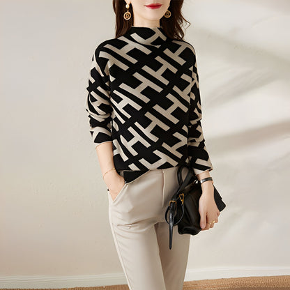 Eleanor - Módní Dlouhý Rukáv Pletený Svetr s Designem pro Ženy