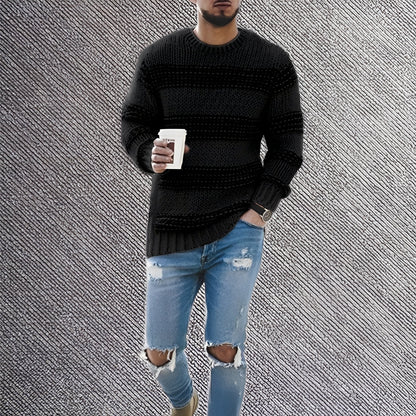 Ronnie - Pánský pruhovaný pletený svetr pro pohodlí