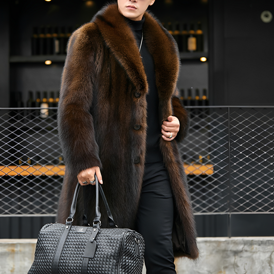 Matteo - Elegantní pánský dlouhý kožešinový kabát