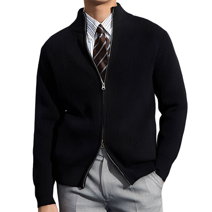 Mark - Klasická pletená bunda s žebrovým vzorem, zahřívací, pro muže