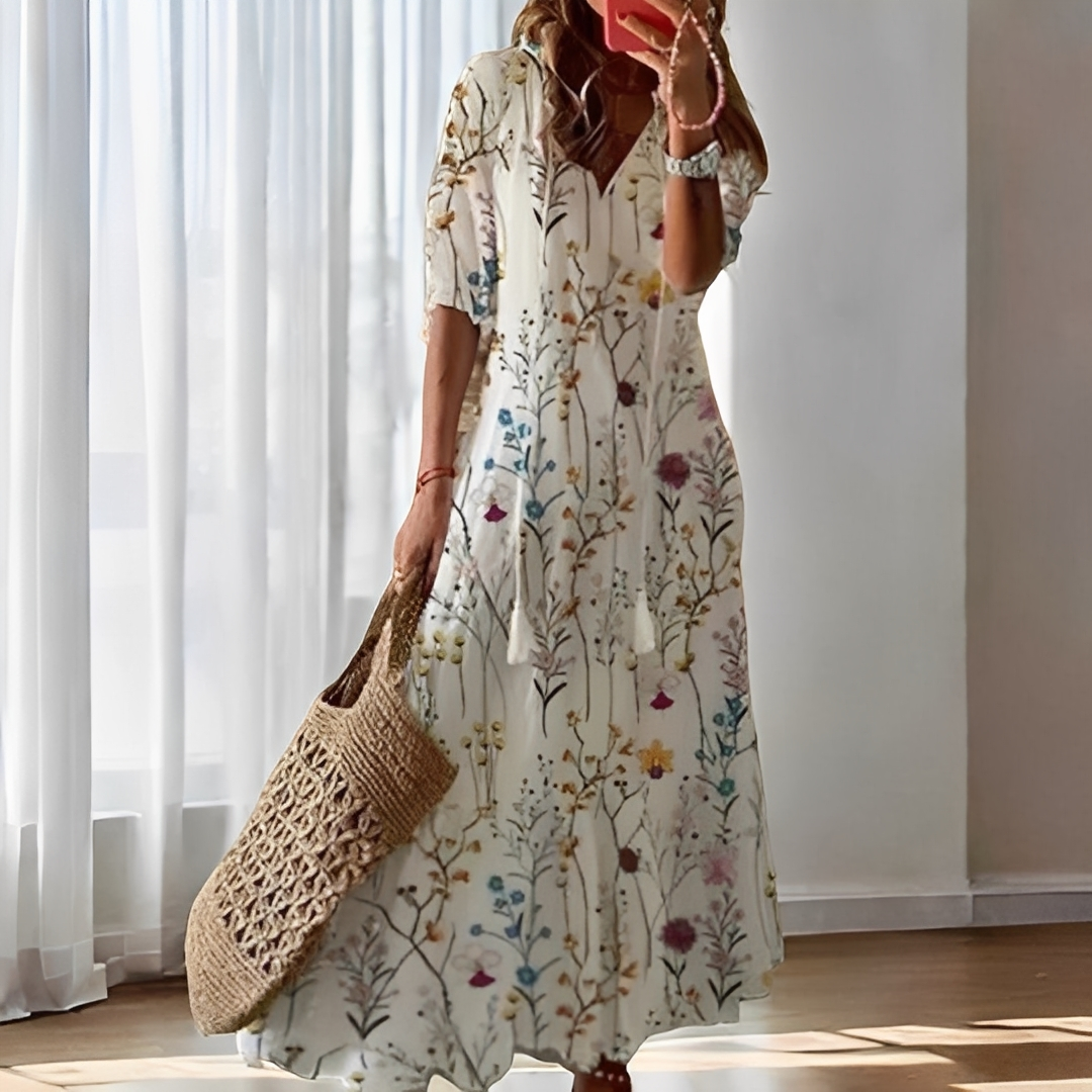 Alica - Volné dámské šaty s výstřihem do V