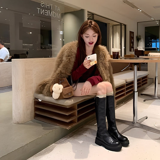 Christine - Stylové dlouhé kožené boty pro ženy