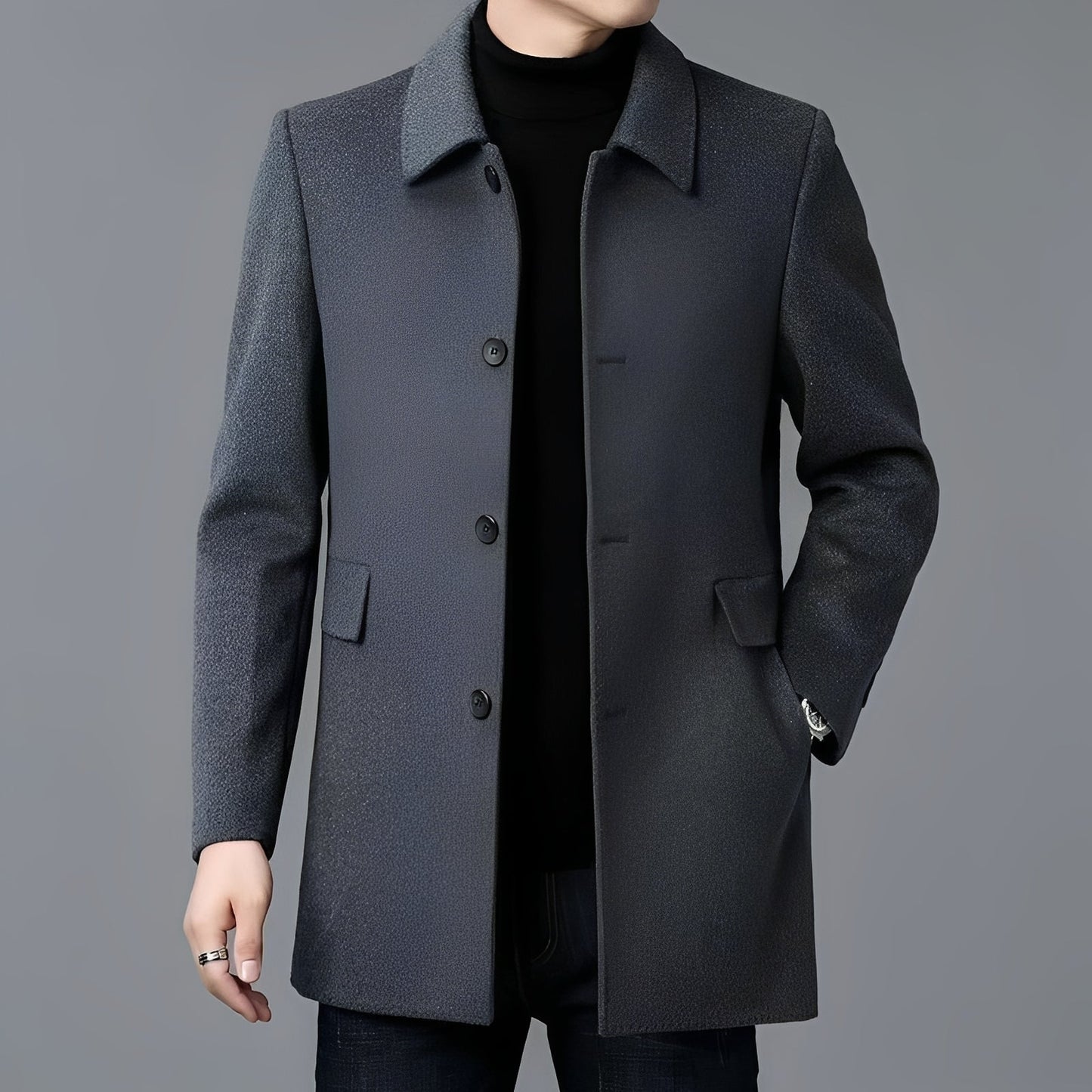 Jerry - Formální pánský jednoradový vlněný kabát