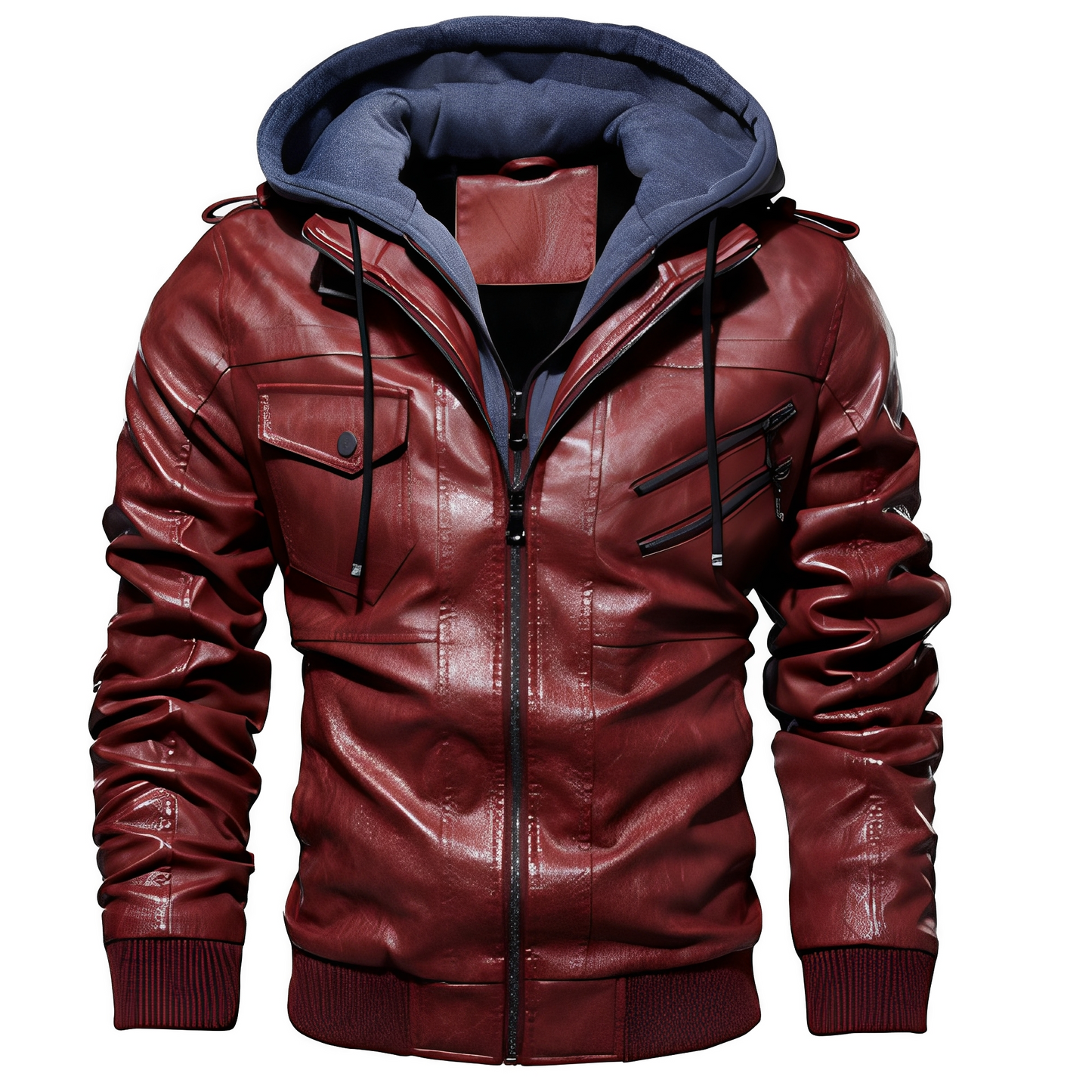 Brian - Moderní kožená pánská bunda s kapucí