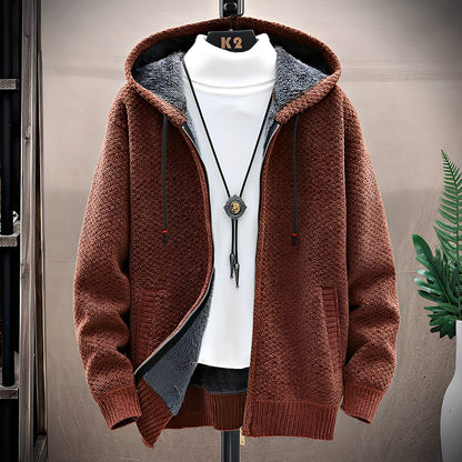 Roni - Moderní pánská pletená mikina s fleecem uvnitř