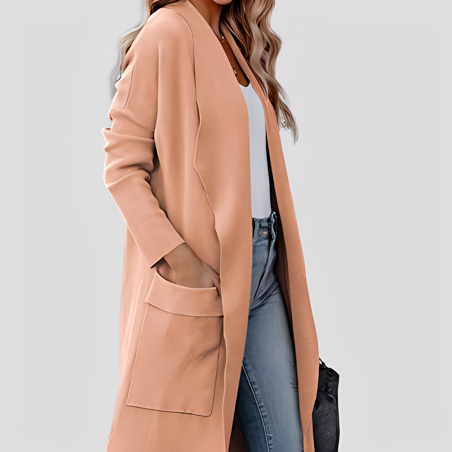 Chantal - Pohodlný dlouhý dámský svetr z tweedu