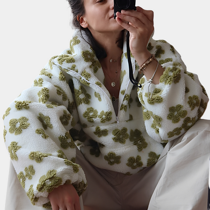 Elizabeth - Elegantní Sherpa svetr s květinovým vzorem pro dámy