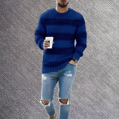 Ronnie - Pánský pruhovaný pletený svetr pro pohodlí