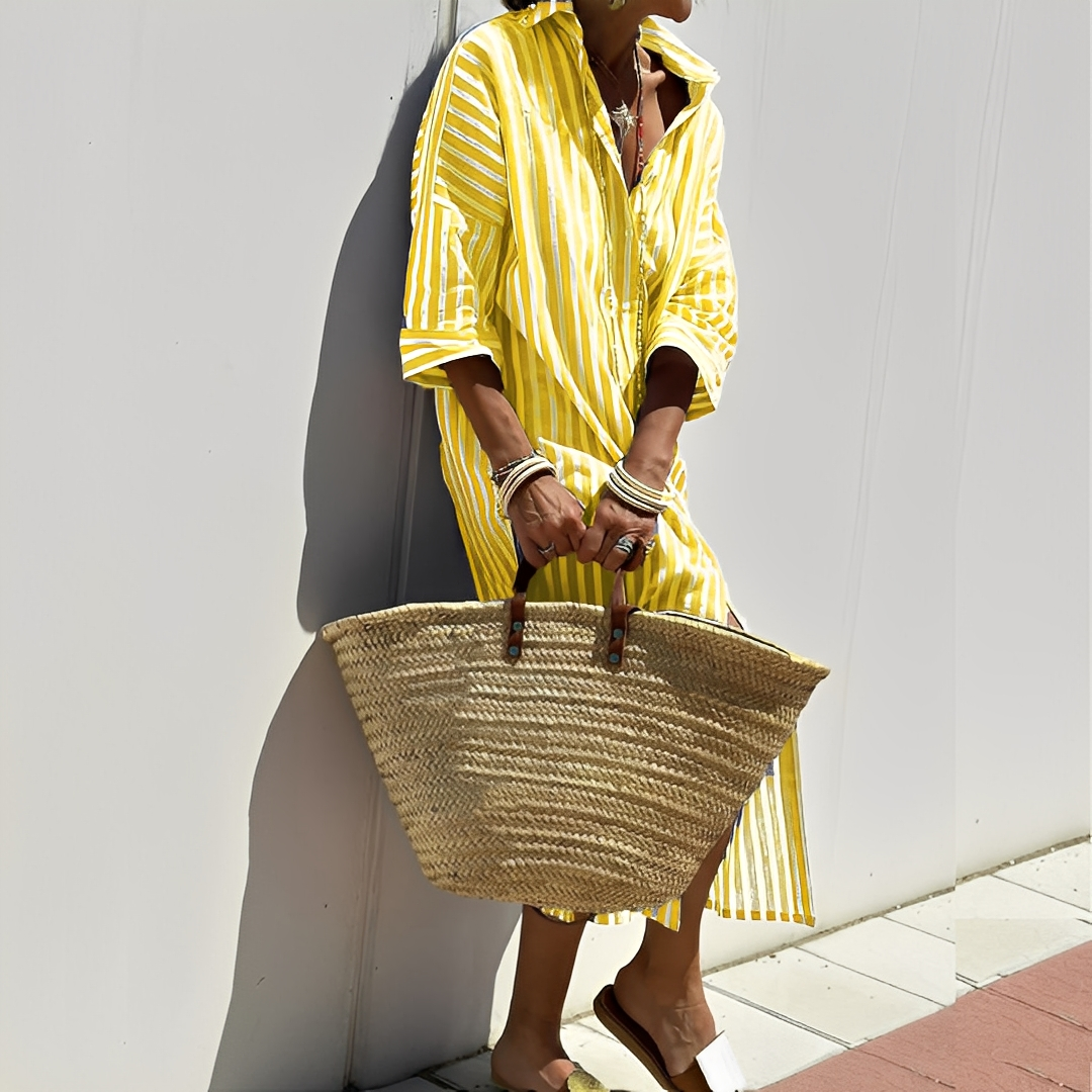 Paulette - Tradiční pruhované dámské košilové šaty