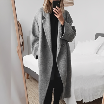 Marjolaine - Stylový oversize kabát s knoflíky pro ženy