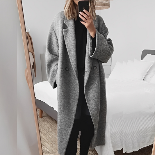 Marjolaine - Stylový oversize kabát s knoflíky pro ženy