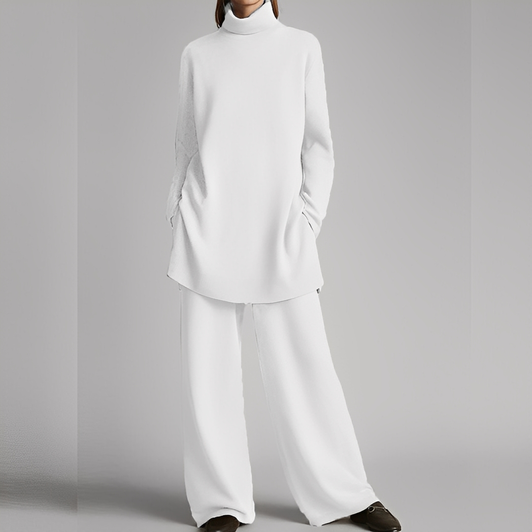 Mireille - Dámská zimní souprava s pleteným svetrem a kalhotami