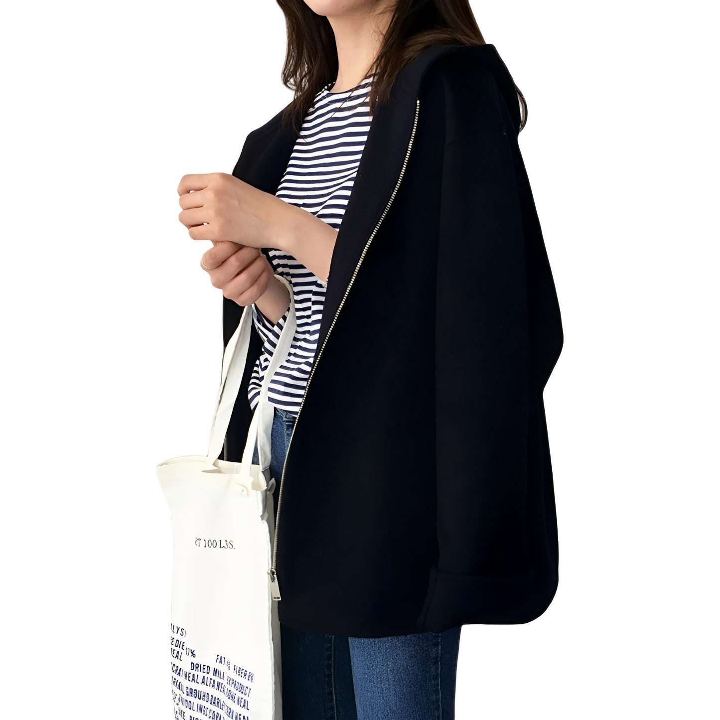 Julie - Volný dámský kabát se zipem