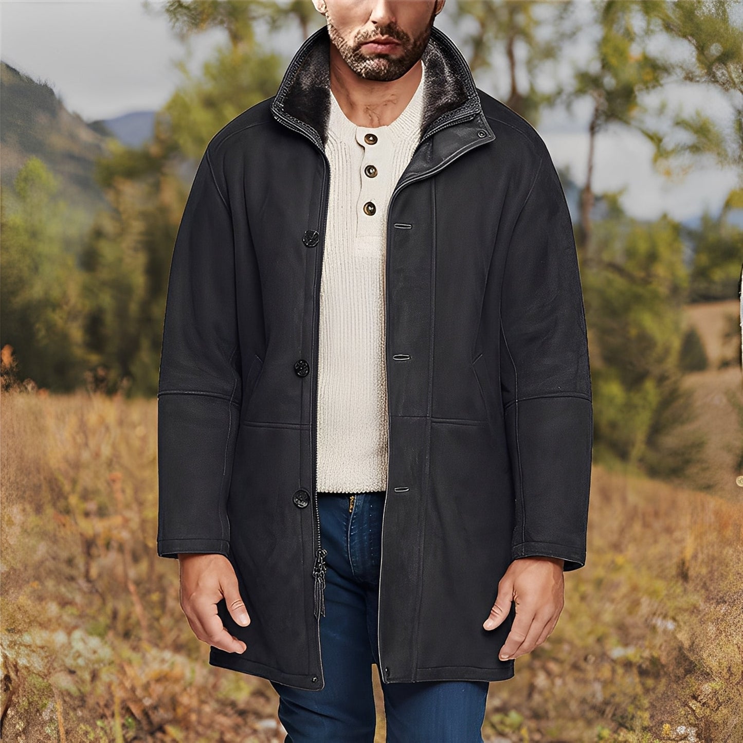 Eddie - Klasická semišová pánská bunda střední délky